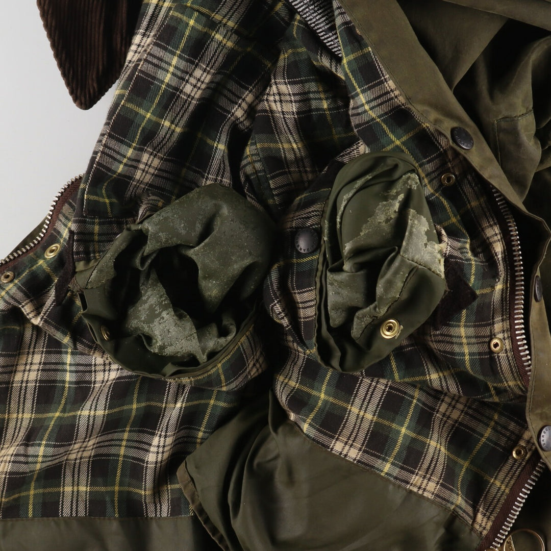 90'S Barbour Border Old 3 Warrant Waxed Cotton Oiled Jacket Made in England C40 Men's M Size Vintage /evb007146