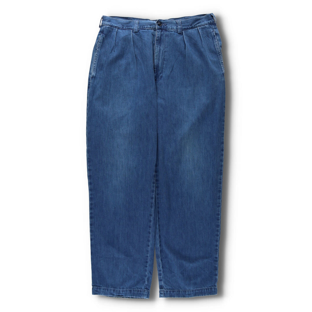 90'S POLO by Ralph Lauren ANDREW PANT Two-pleat tapered denim pants for men, W34 equivalent /evb007200