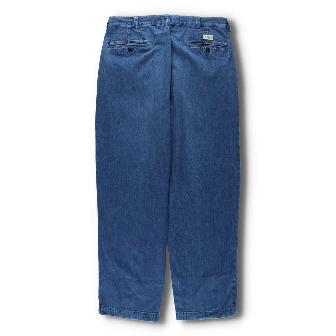 90'S POLO by Ralph Lauren ANDREW PANT Two-pleat tapered denim pants for men, W34 equivalent /evb007200