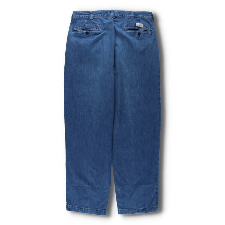 90'S POLO by Ralph Lauren ANDREW PANT Two-pleat tapered denim pants for men, W34 equivalent /evb007200