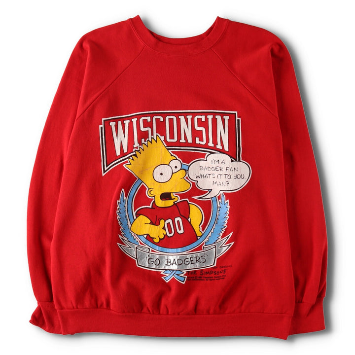 90'S SIGNAL The Simpsons University of Wisconsin College Character Sweatshirt Trainer Made in USA Men's XL /evb007222