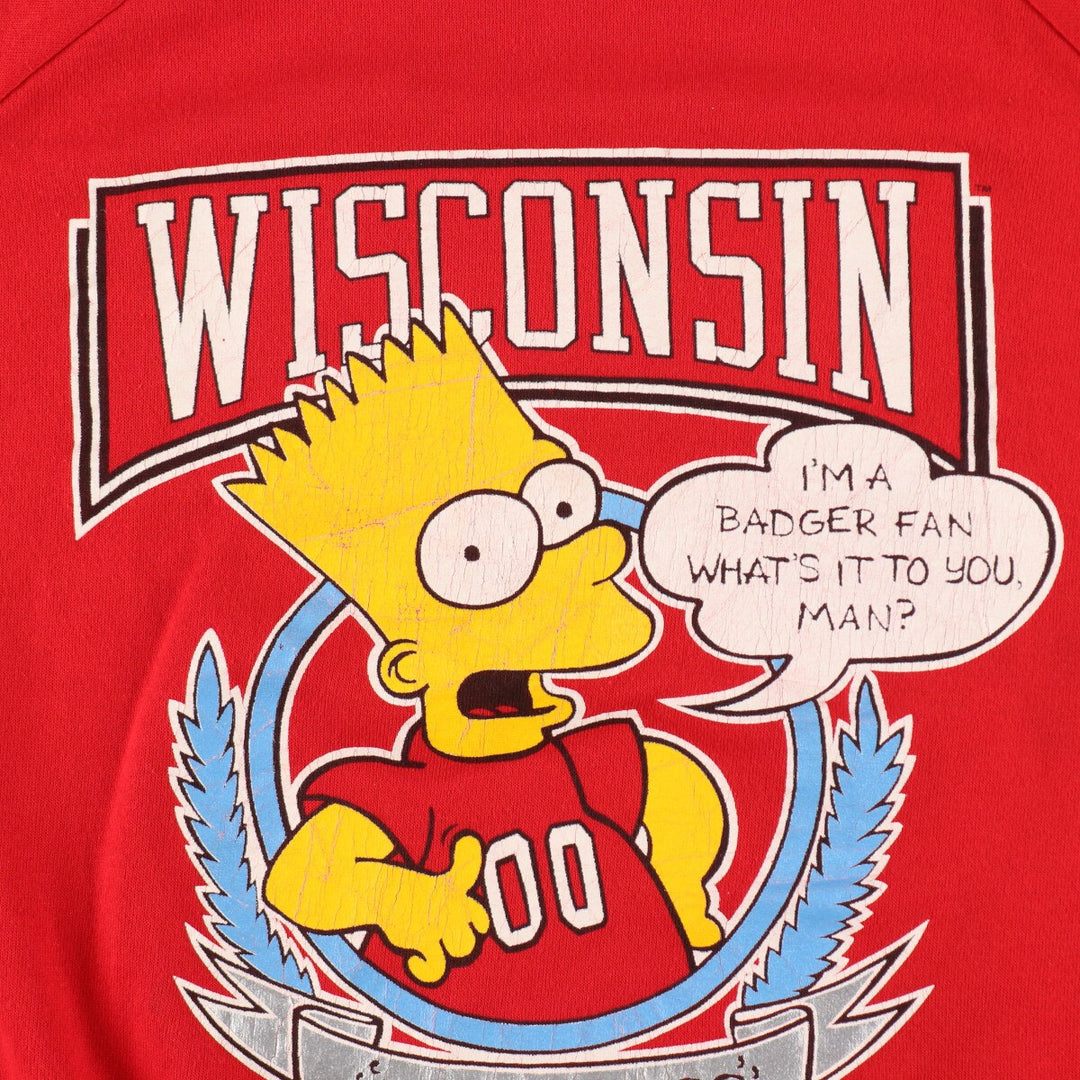 90'S SIGNAL The Simpsons University of Wisconsin College Character Sweatshirt Trainer Made in USA Men's XL /evb007222