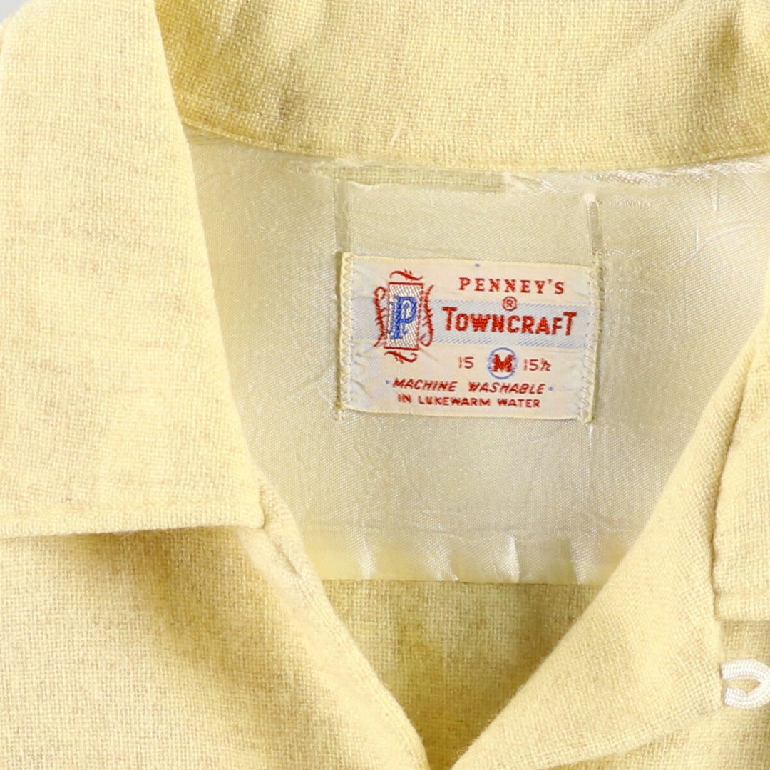 60'S Penney's TOWNCRAFT open collar wool box shirt, men's size M, vintage /evb007288