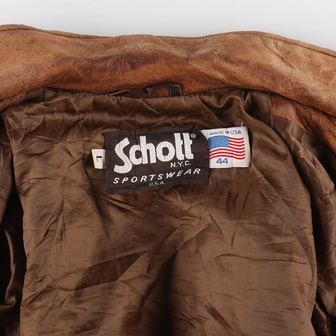 70s~80'S SCHOTT SPORT WEAR A-2 type leather flight jacket made in USA, men's size L, vintage /evb007296