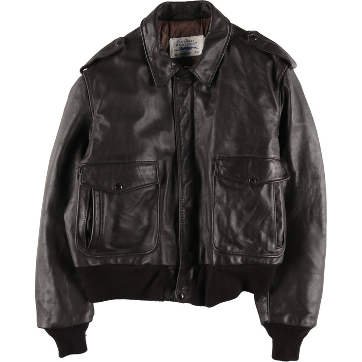 80s-90'S SCHOTT A-2 type leather flight jacket made in USA, men's XXL size, vintage /evb007299