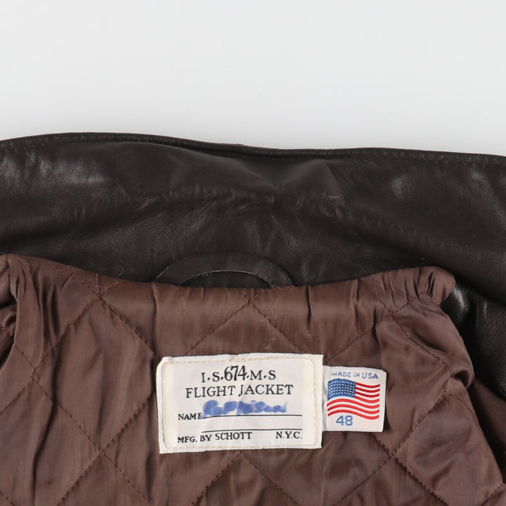 80s-90'S SCHOTT A-2 type leather flight jacket made in USA, men's XXL size, vintage /evb007299