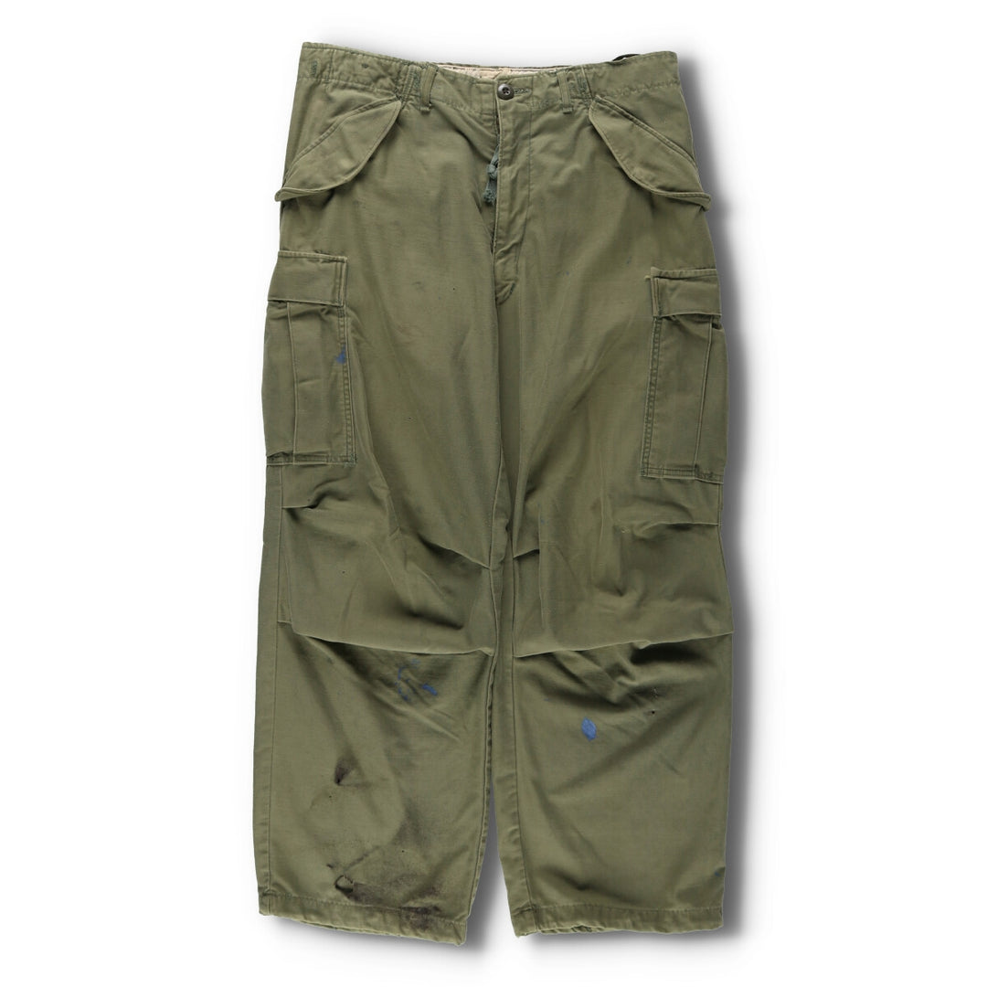 1970'S US Army M-65 Military Cargo Pants, Made in USA, Men's, W35 equivalent Nylon Khaki type sage green Vintage Second Hand