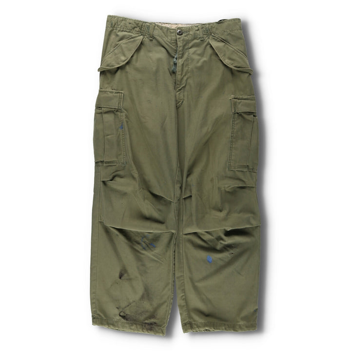 1970'S US Army M-65 Military Cargo Pants, Made in USA, Men's, W35 equivalent Nylon Khaki type sage green Vintage Second Hand