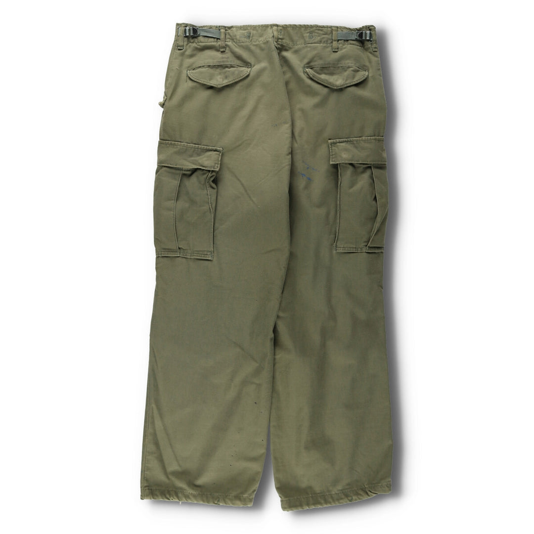 1970'S US Army M-65 Military Cargo Pants, Made in USA, Men's, W35 equivalent Nylon Khaki type sage green Vintage Second Hand