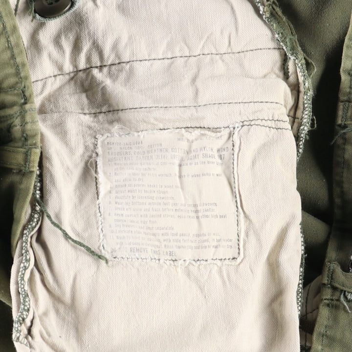 1970'S US Army M-65 Military Cargo Pants, Made in USA, Men's, W35 equivalent Nylon Khaki type sage green Vintage Second Hand