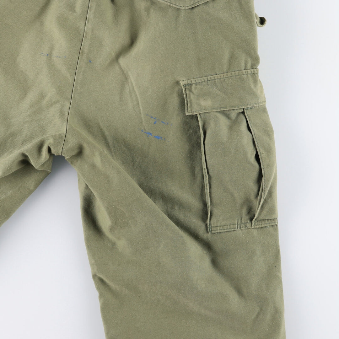1970'S US Army M-65 Military Cargo Pants, Made in USA, Men's, W35 equivalent Nylon Khaki type sage green Vintage Second Hand