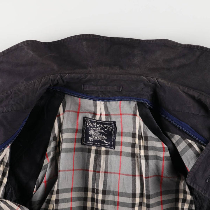 Burberry's 100% cotton trench coat, made in England, men's size XXL cotton black type Vintage Second Hand