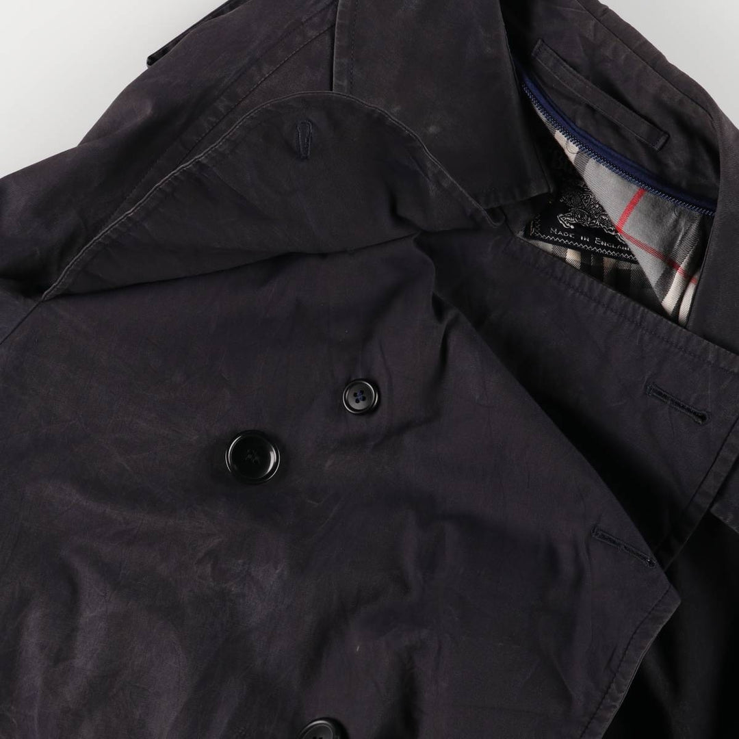 Burberry's 100% cotton trench coat, made in England, men's size XXL cotton black type Vintage Second Hand