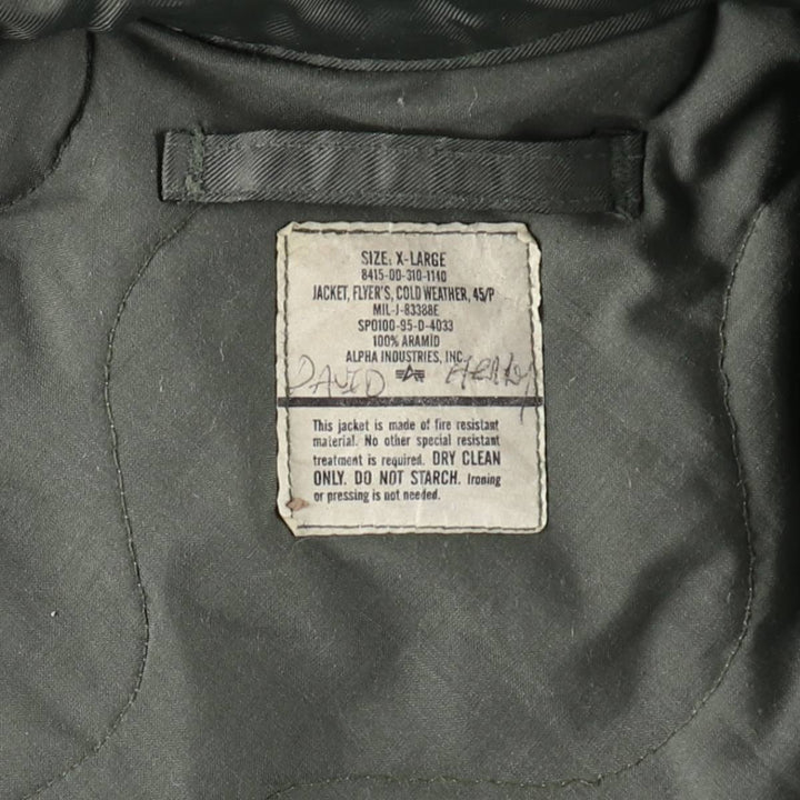 Special price for a genuine 90'S US military CWU-45/P military flight jacket, made in USA, X-LARGE, equivalent to men's XL, vintage /evb007415