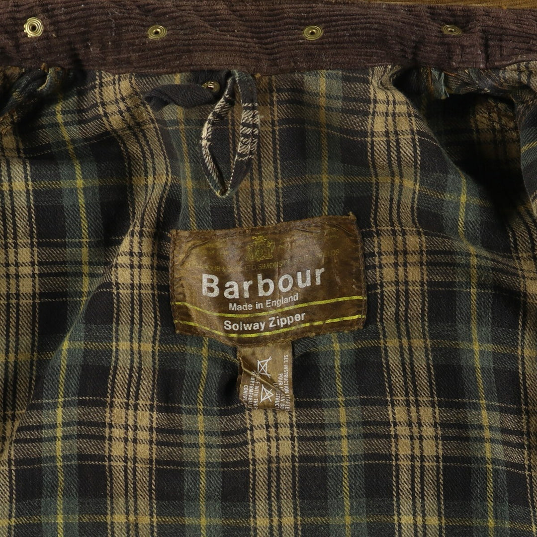 ~80'S Barbour Solway Zip 1 Warrant Waxed Cotton Oiled Jacket Made in England Men's L Size Vintage /evb007429