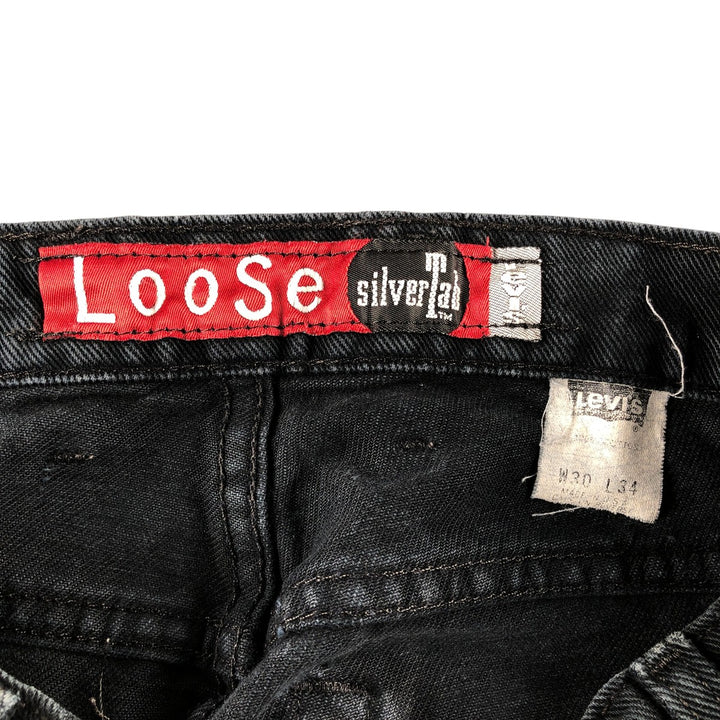 90'S Levi's Silver Tab LOOSE Black Denim Tapered Denim Pants Made in USA Men's W29 Vintage /evb007443