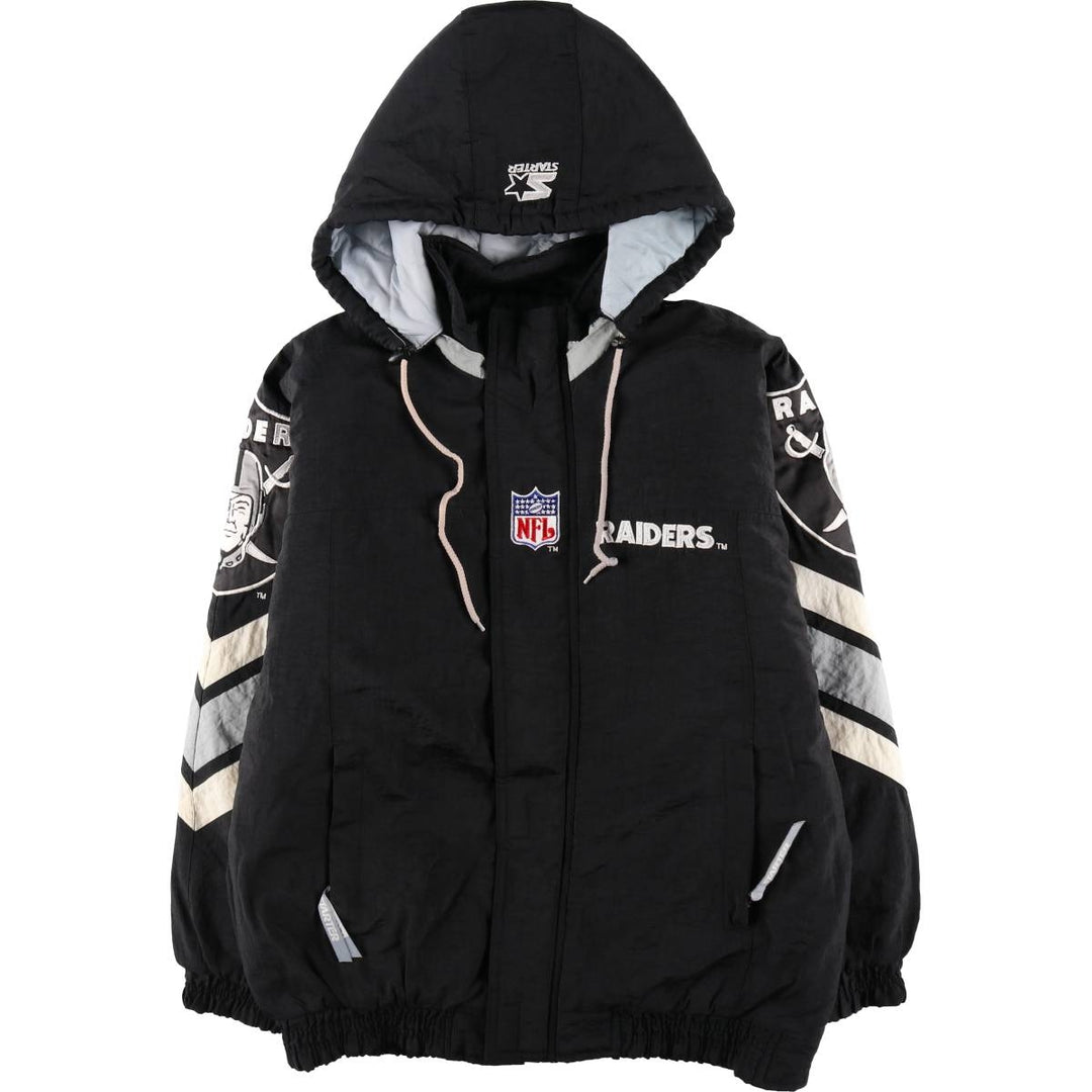 90'S Starter NFL Los Angeles Raiders padded hoodie puffer jacket men's size S vintage /evb007447