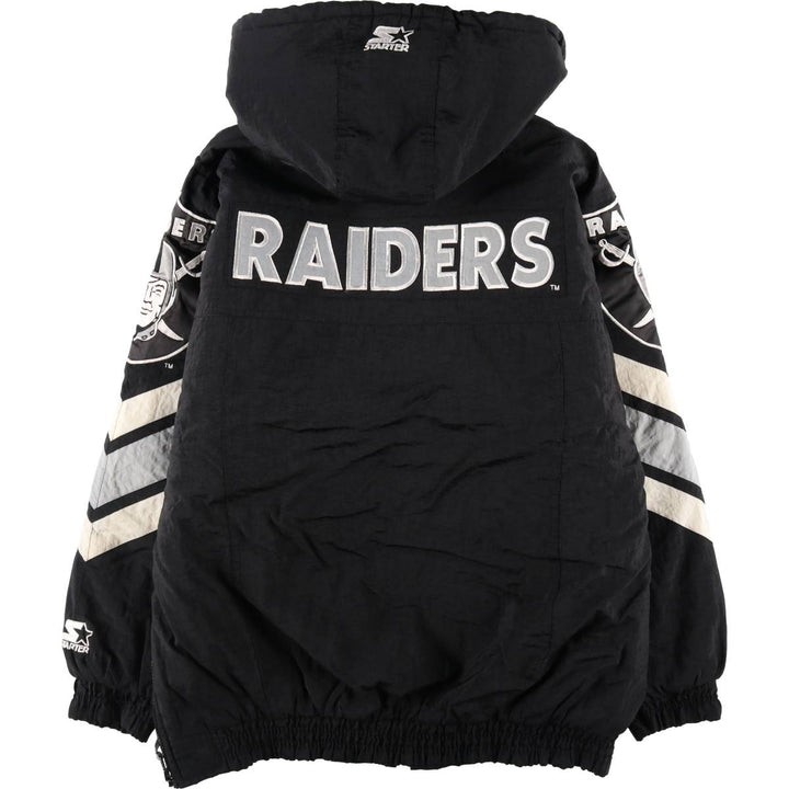 90'S Starter NFL Los Angeles Raiders padded hoodie puffer jacket men's size S vintage /evb007447