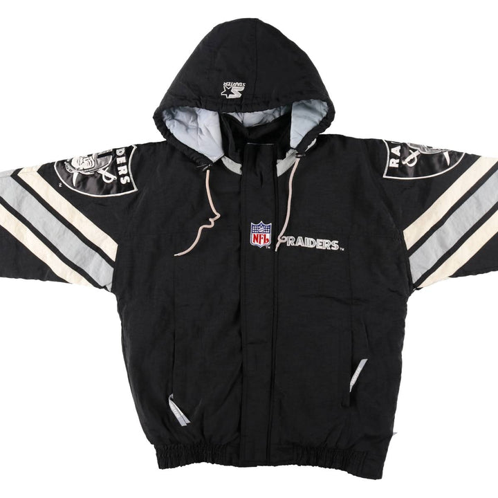 90'S Starter NFL Los Angeles Raiders padded hoodie puffer jacket men's size S vintage /evb007447