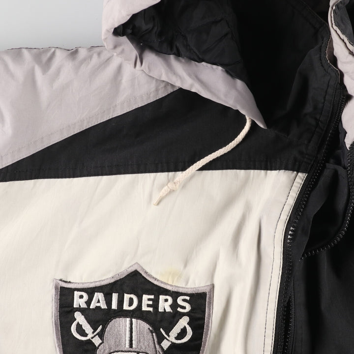 90'S PRO PLAYER NFL Los Angeles Raiders Half Zip Padded Hoodie Puffer Jacket Men's XL /evb007454