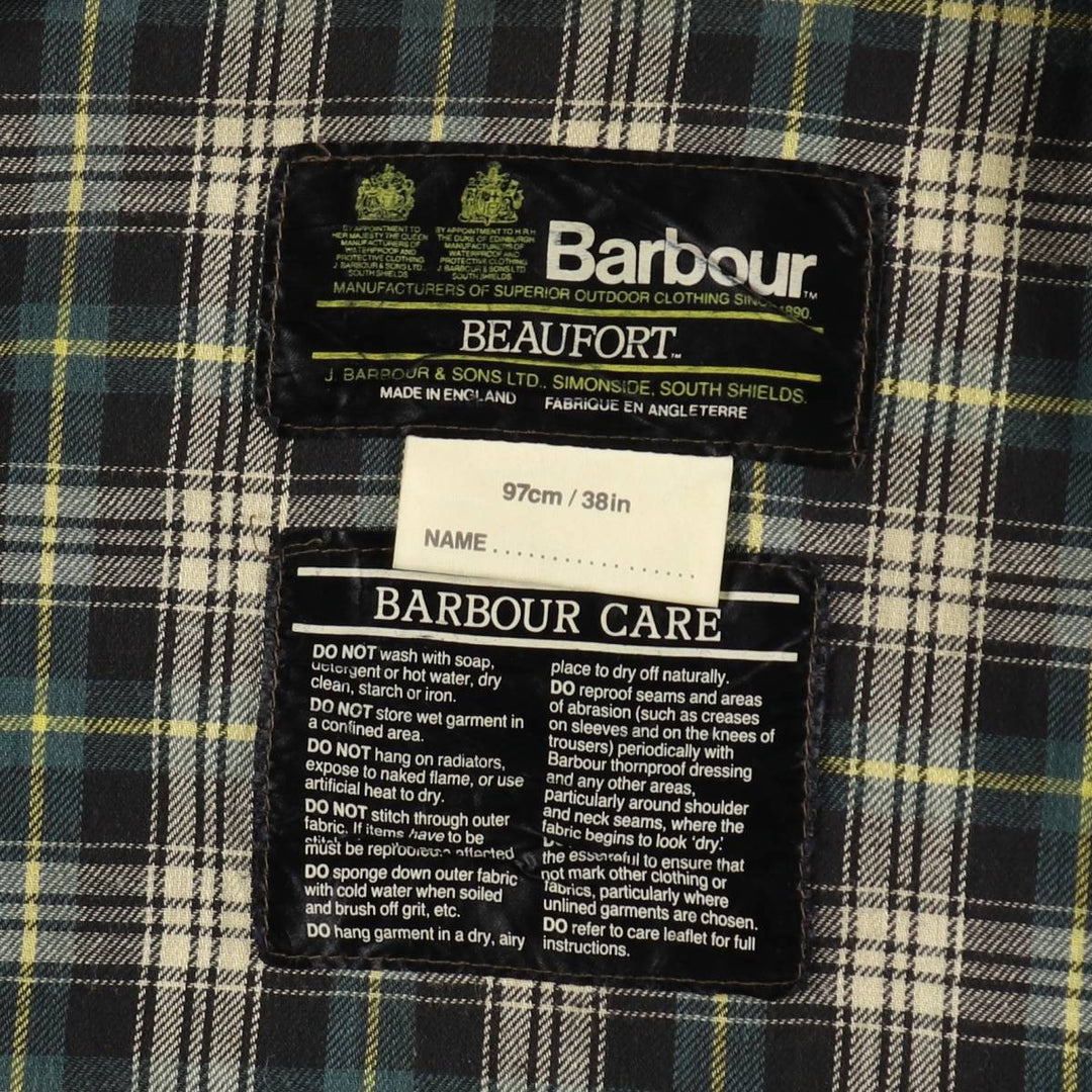 80'S Barbour BEAUFORT 2 Warrant Oiled Hunting Jacket Made in England 38in Men's M equivalent Vintage /evb007482