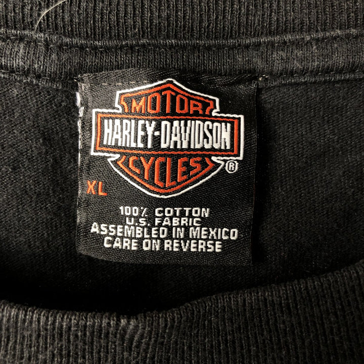 ~00'S Harley-Davidson Fire Pattern Long T-Shirt, Men's XL Size cotton black type Vintage Second Hand
