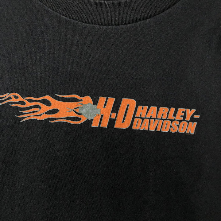 ~00'S Harley-Davidson Fire Pattern Long T-Shirt, Men's XL Size cotton black type Vintage Second Hand