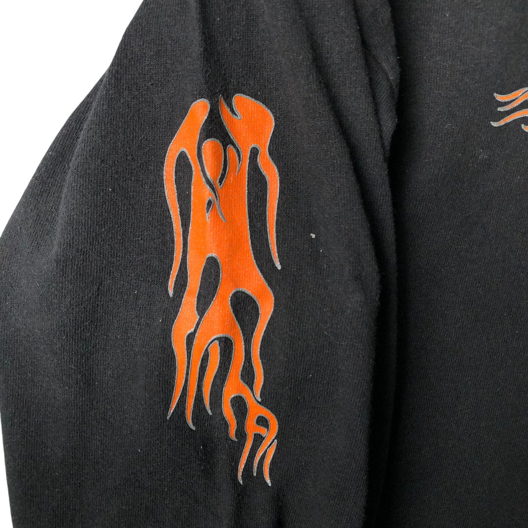 ~00'S Harley-Davidson Fire Pattern Long T-Shirt, Men's XL Size cotton black type Vintage Second Hand
