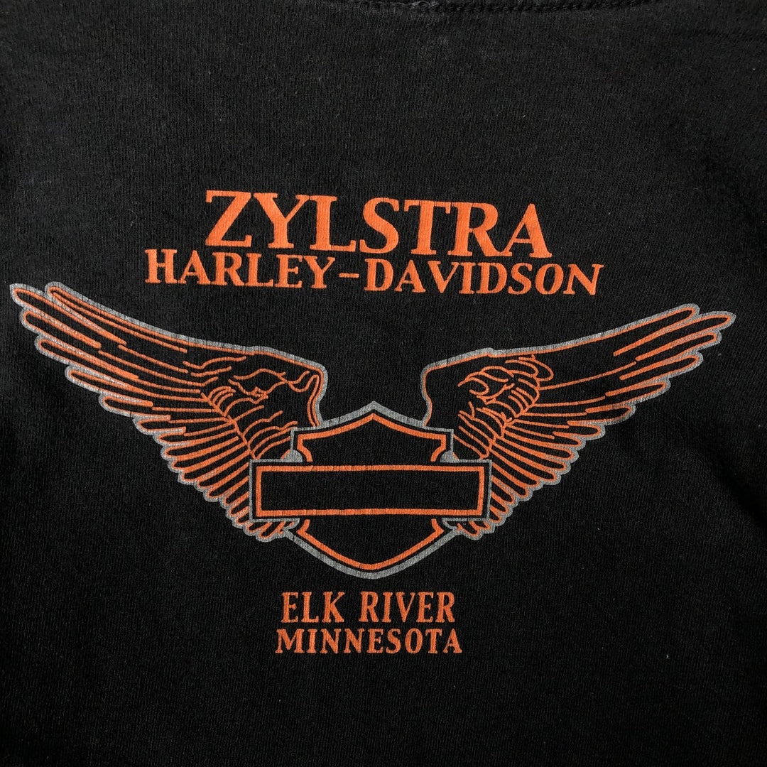 ~00'S Harley-Davidson Fire Pattern Long T-Shirt, Men's XL Size cotton black type Vintage Second Hand