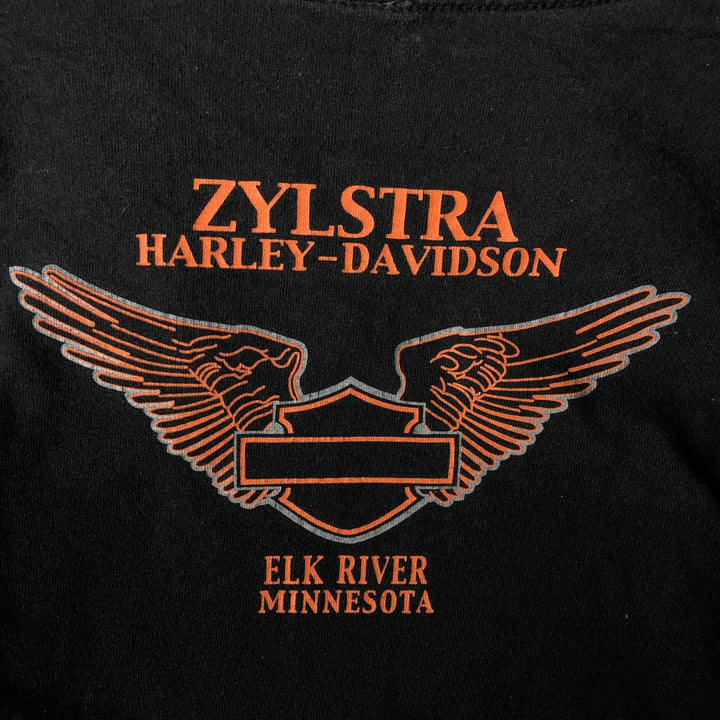 ~00'S Harley-Davidson Fire Pattern Long T-Shirt, Men's XL Size cotton black type Vintage Second Hand