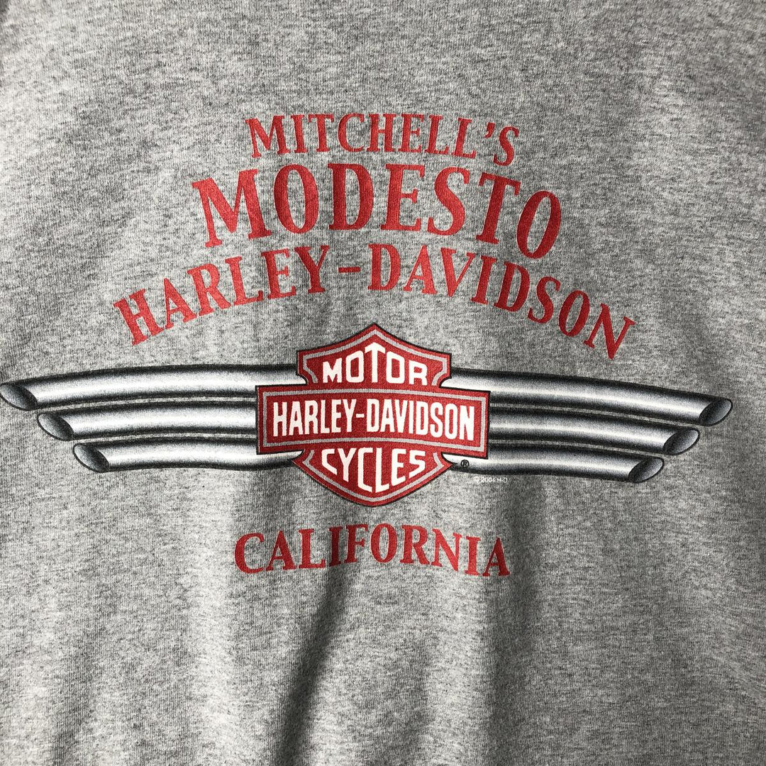 00'S Harley-Davidson Fire Pattern Long Sleeve T-Shirt Made in USA Men's XXL cotton gray type Vintage Second Hand