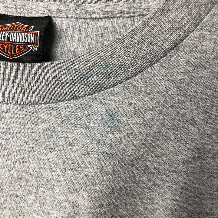 00'S Harley-Davidson Fire Pattern Long Sleeve T-Shirt Made in USA Men's XXL cotton gray type Vintage Second Hand