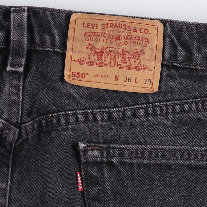 90'S Levi's 550 Relaxed Fit Black Denim Tapered Denim Pants Made in USA Men's W36 Vintage cotton black type Vintage Second Hand