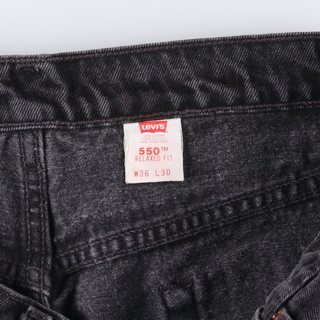 90'S Levi's 550 Relaxed Fit Black Denim Tapered Denim Pants Made in USA Men's W36 Vintage cotton black type Vintage Second Hand