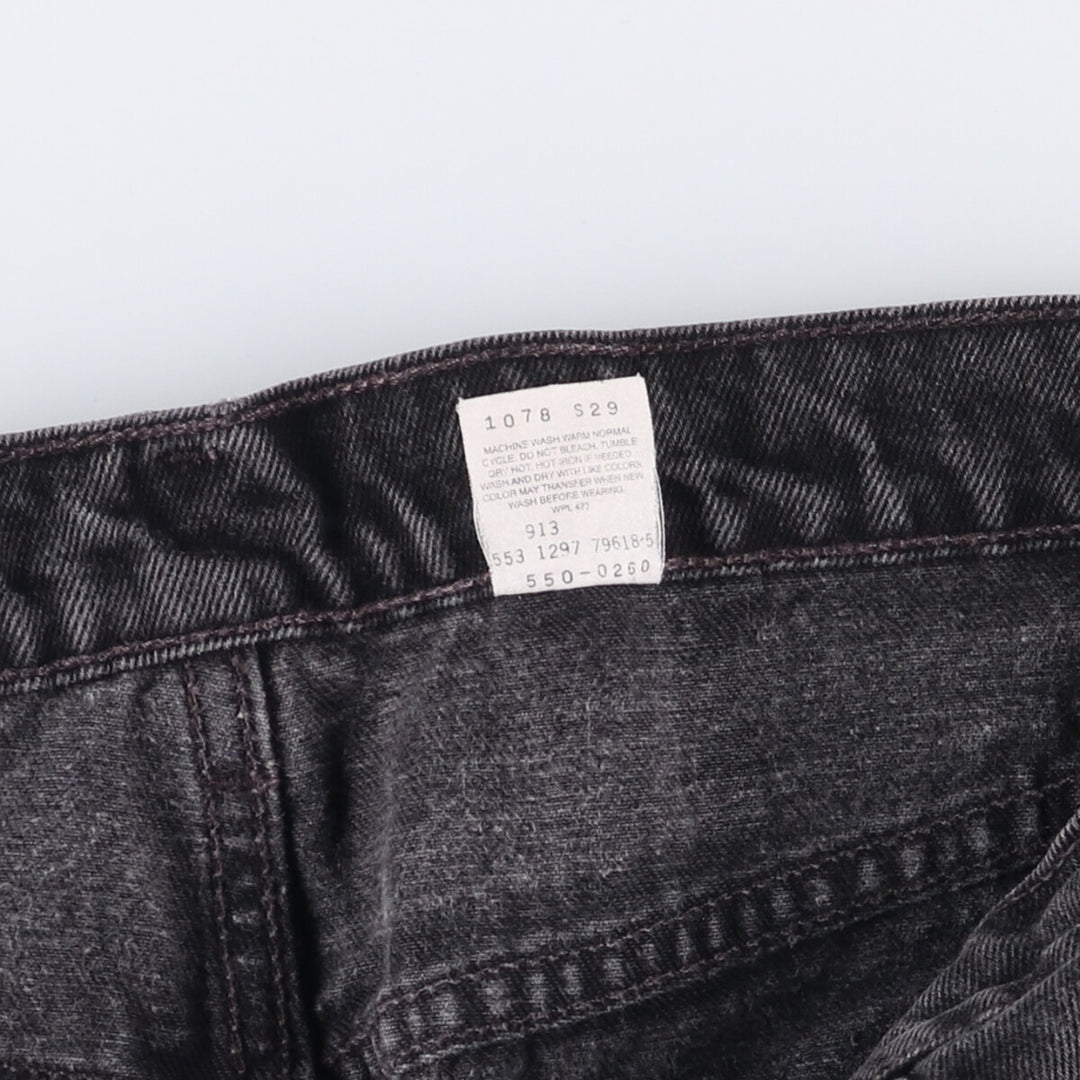 90'S Levi's 550 Relaxed Fit Black Denim Tapered Denim Pants Made in USA Men's W36 Vintage cotton black type Vintage Second Hand