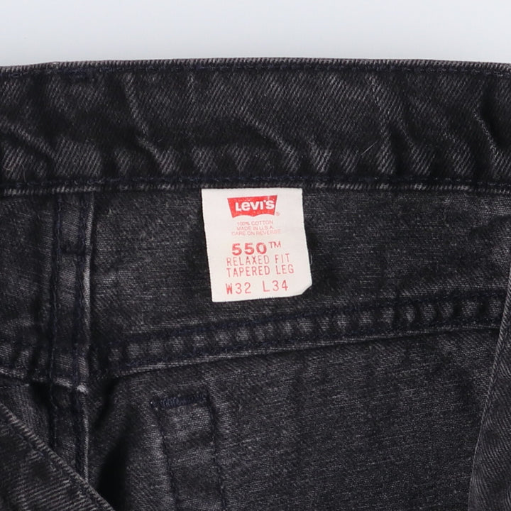 90'S Levi's 550 Relaxed Fit Tapered Leg Black Denim Tapered Denim Pants Made in USA Men's W31 cotton black type Vintage Second Hand
