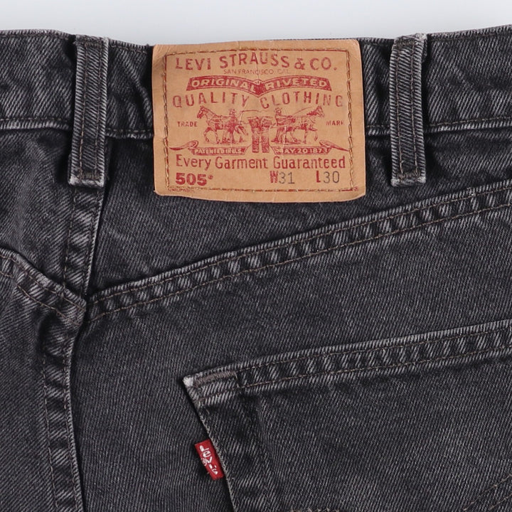 00'S Levi's 505 REGULAR FIT STRAIGHT LEG Black Denim Tapered Denim Pants Made in Canada Men's W28 equivalent cotton gray type Vintage Second Hand