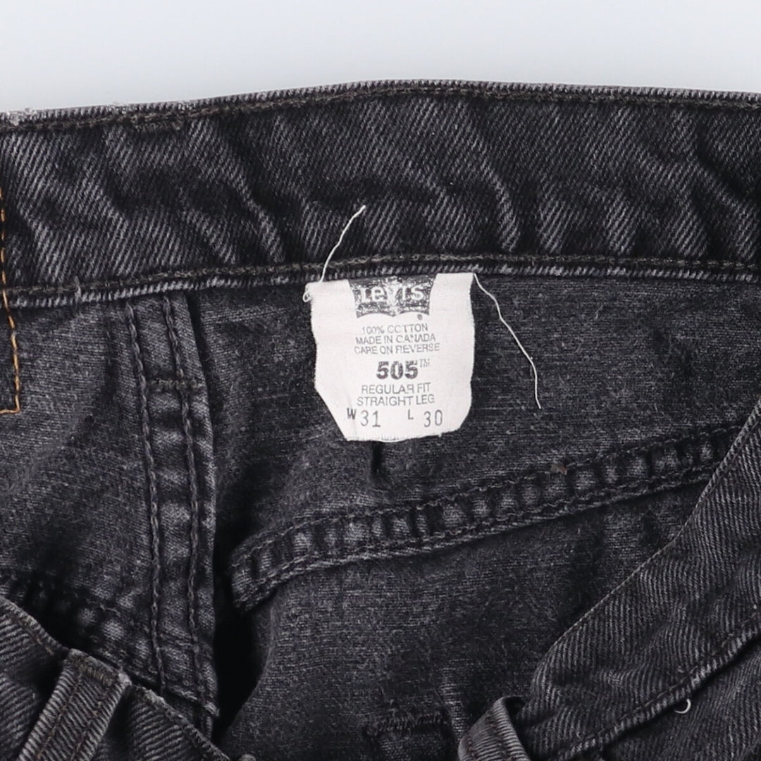 00'S Levi's 505 REGULAR FIT STRAIGHT LEG Black Denim Tapered Denim Pants Made in Canada Men's W28 equivalent cotton gray type Vintage Second Hand