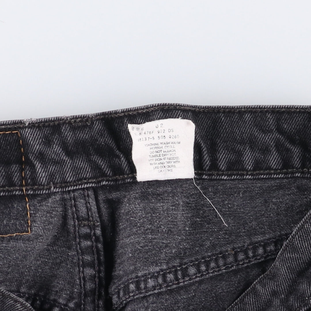 00'S Levi's 505 REGULAR FIT STRAIGHT LEG Black Denim Tapered Denim Pants Made in Canada Men's W28 equivalent cotton gray type Vintage Second Hand