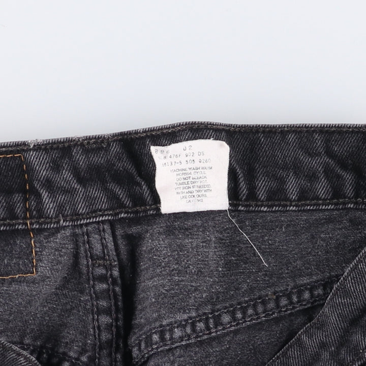 00'S Levi's 505 REGULAR FIT STRAIGHT LEG Black Denim Tapered Denim Pants Made in Canada Men's W28 equivalent cotton gray type Vintage Second Hand