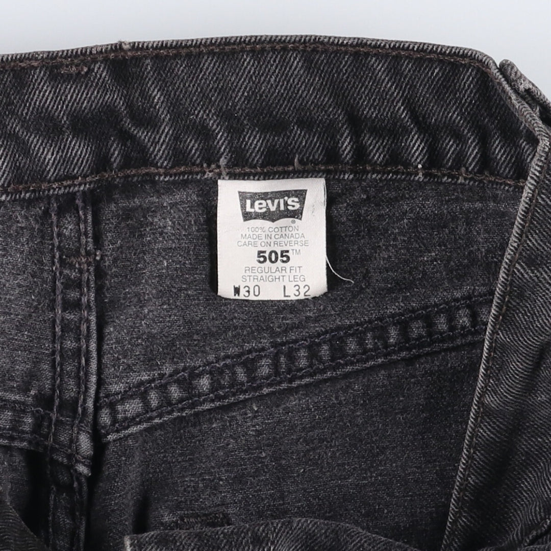 90'S Levi's 505-0260 Black Denim Tapered Denim Pants Made in Canada Men's W30 equivalent cotton gray type Vintage Second Hand