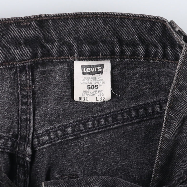 90'S Levi's 505-0260 Black Denim Tapered Denim Pants Made in Canada Men's W30 equivalent cotton gray type Vintage Second Hand