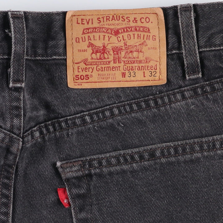 90'S Levi's 505-0260 Black Denim Tapered Denim Pants Made in USA cotton black type Vintage Second Hand