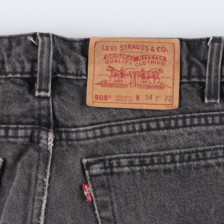 90'S Levi's 505-0266 Black Denim Tapered Denim Pants Made in USA Men's W32 Vintage cotton gray type Vintage Second Hand