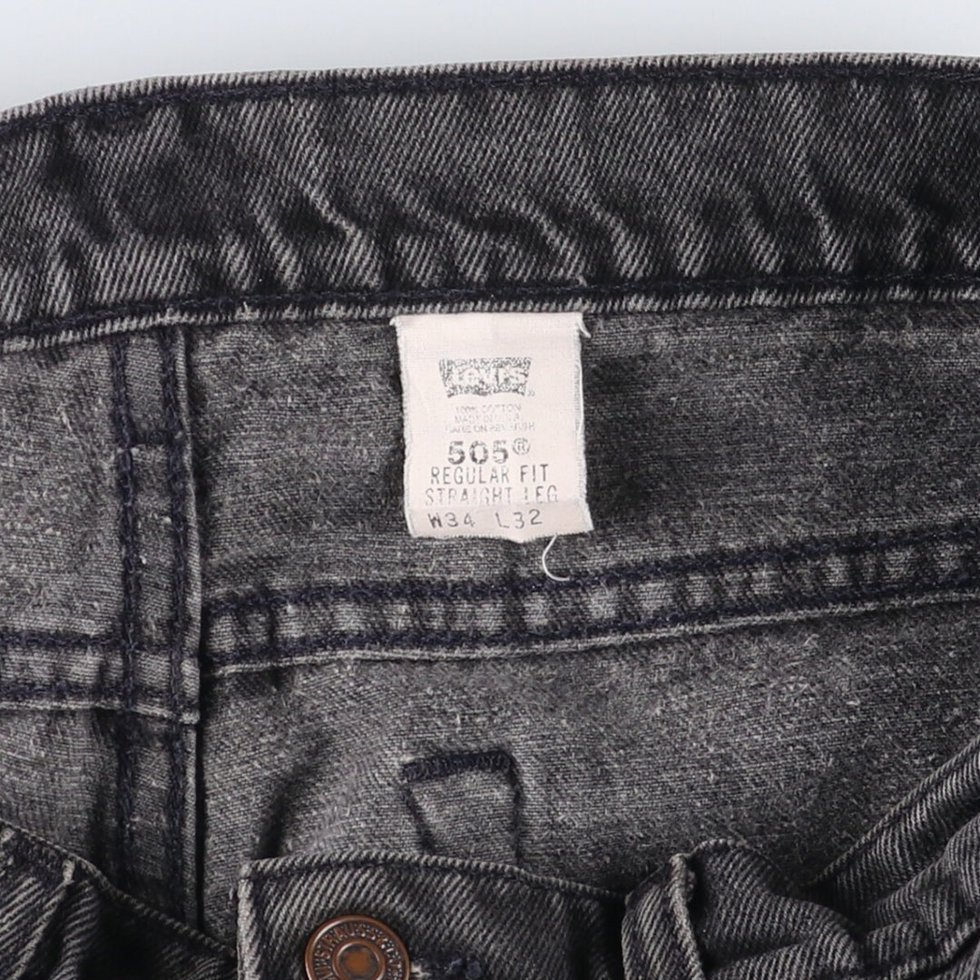 90'S Levi's 505-0266 Black Denim Tapered Denim Pants Made in USA Men's W32 Vintage cotton gray type Vintage Second Hand