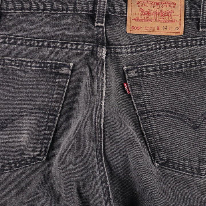 90'S Levi's 505-0266 Black Denim Tapered Denim Pants Made in USA Men's W32 Vintage cotton gray type Vintage Second Hand