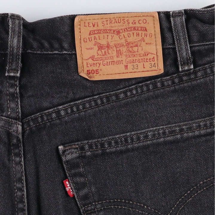 00'S Levi's 505 REGULAR FIT STRAIGHT LEG Black Denim Tapered Denim Pants Made in Canada Men's W32 equivalent cotton black type Vintage Second Hand
