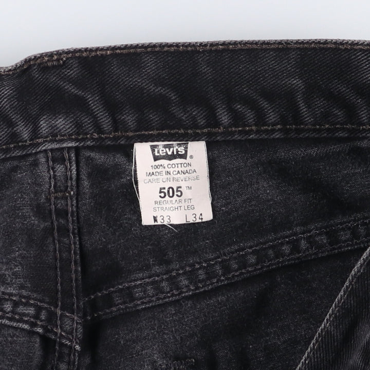 00'S Levi's 505 REGULAR FIT STRAIGHT LEG Black Denim Tapered Denim Pants Made in Canada Men's W32 equivalent cotton black type Vintage Second Hand