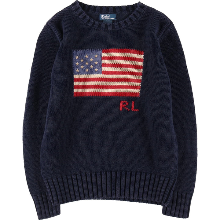 90'S POLO by Ralph Lauren Stars and Stripes Cotton Knit Sweater Women's Size S Vintage /evb007714