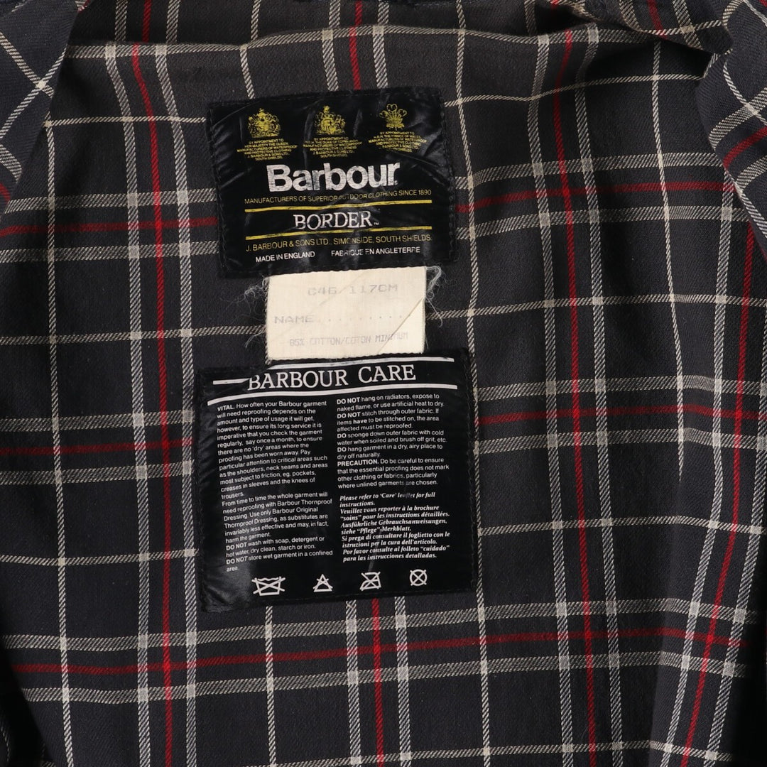 80s-90'S Barbour BORDER Old 3 Warrant Waxed Cotton Oiled Jacket Made in England C46 Men's XL equivalent /evb007738